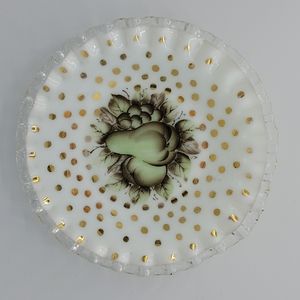 Vintage Fenton Silver Crest Charleton Fruit Dots Plate 6 1/2"